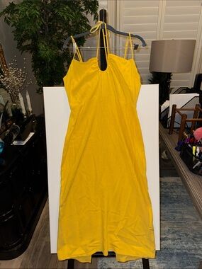 Yellow Strappy Summer Dress - Women's Sundress by Lilou Size Large